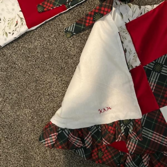 Homemade Quilted Christmas Tree skirt.